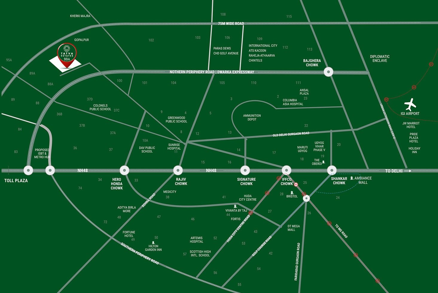 adani-tatva-estates-sector-99a-gurugram-location-map