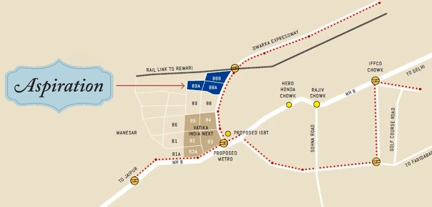 Vatika-aspiration-sector-88-b-gurugram-location-map
