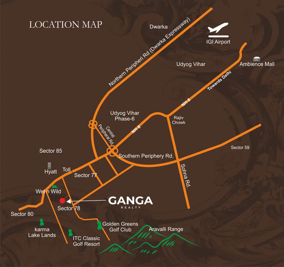 Ganga-valley-gurgaon-location-map