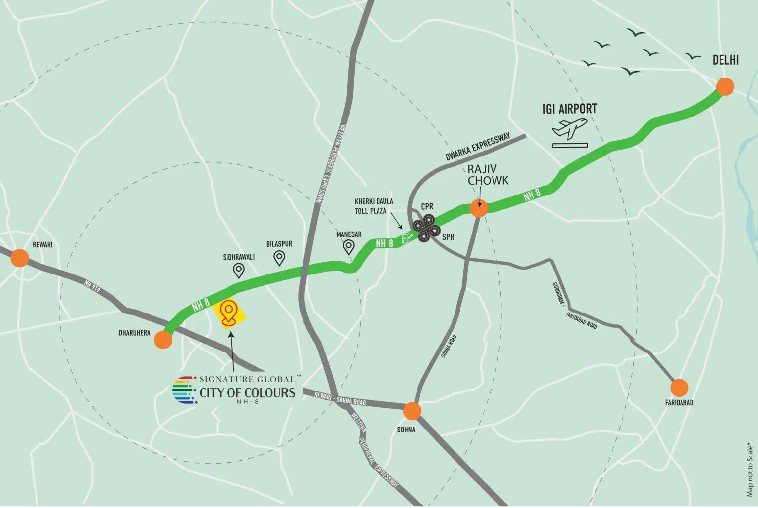 Signature-global-city-of-colours-nh-8-location-map