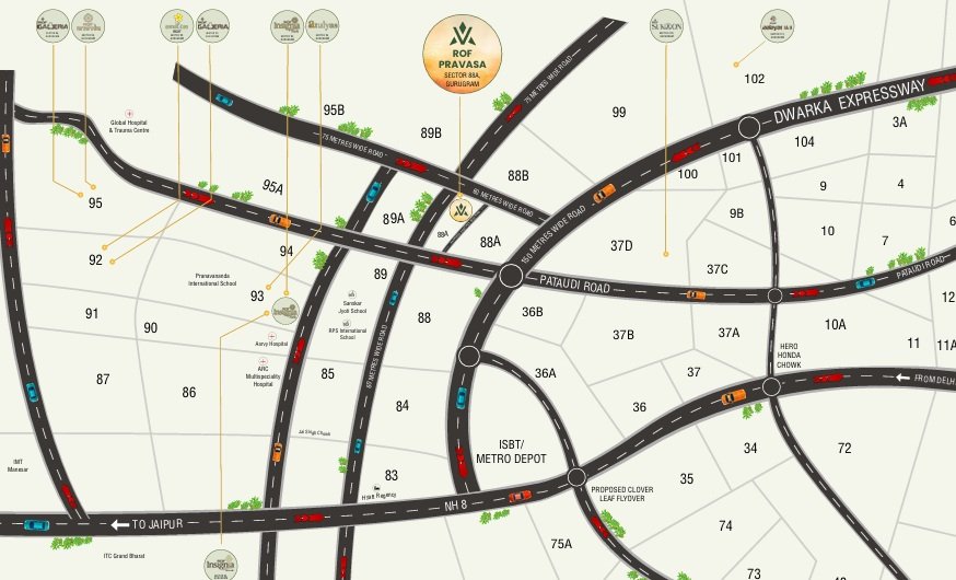 Rof-pravasa-sector-88a-gurgaon-location-map
