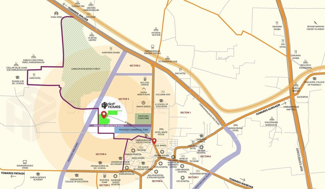 Shf-homes-plots-sector-3-farukhnagar-location-map