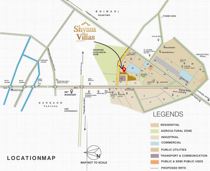 Shyam-villas-sector-24-dharuhera-gurgaon-location-map