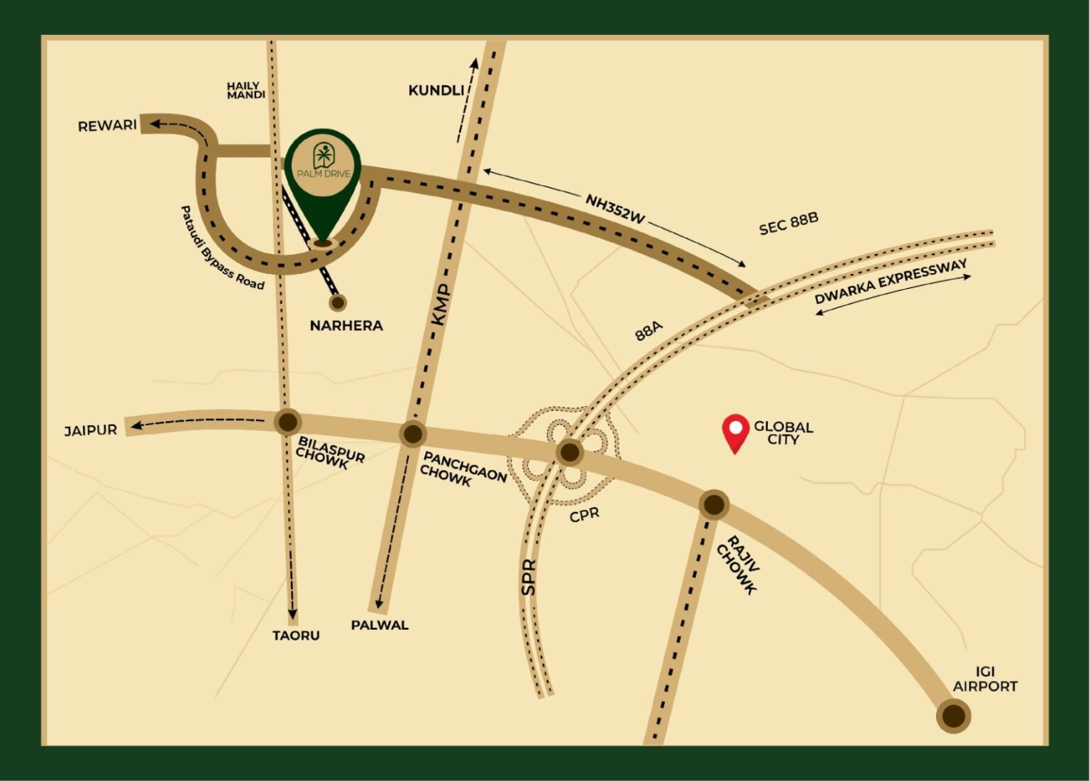 Vks-palm-drive-floors-sector-3-pataudi-gurgaon-loaction-map