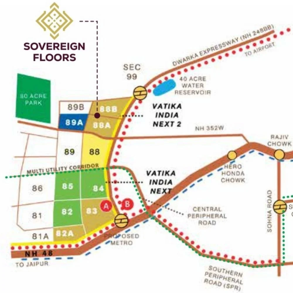 Vatika-sovereign-floors-sector-88a-88b-gurgaon-location-map