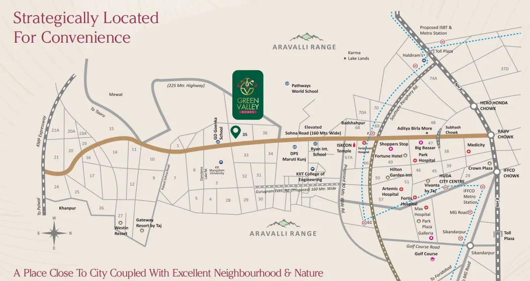 Green-valley-homes-floors-sector-35-sohna-location-map